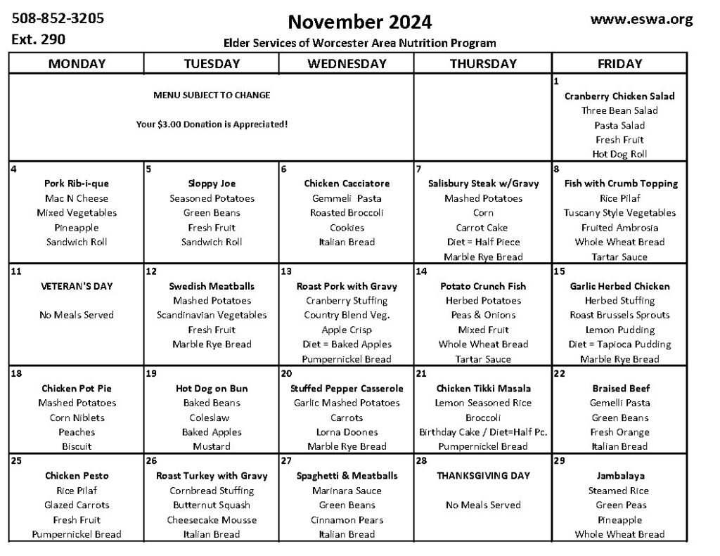 JPEG/Photo of November regular Hot Menu for November 2024