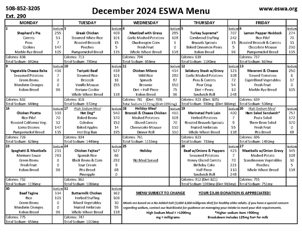 JPEG-Photo of December 2024 Menu with nutritional information